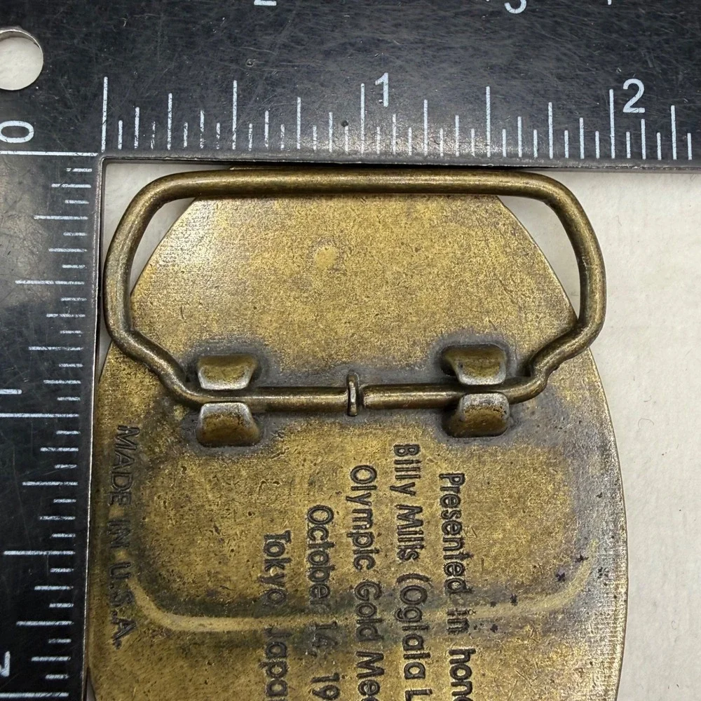 Vintage Belt Buckle Billy Mills Medal Anniversary American Indian